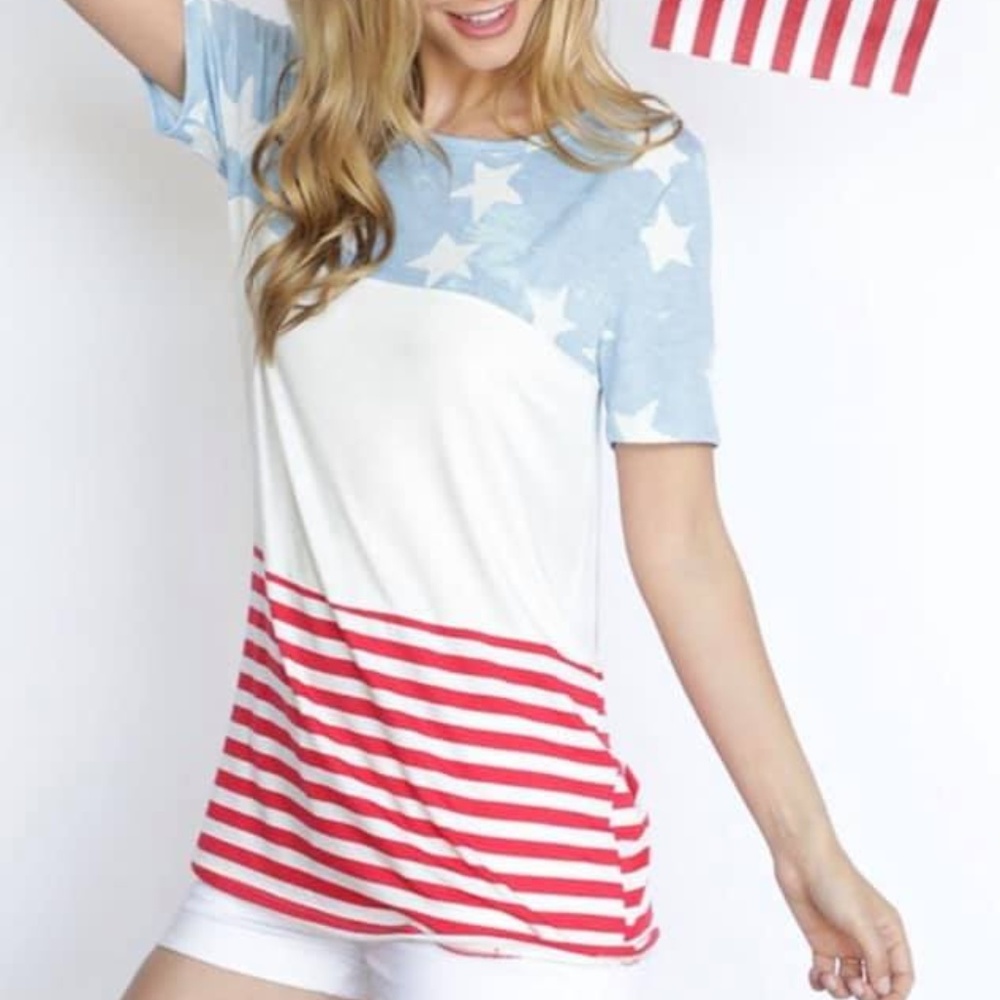 Print Block Short Sleeve Top
